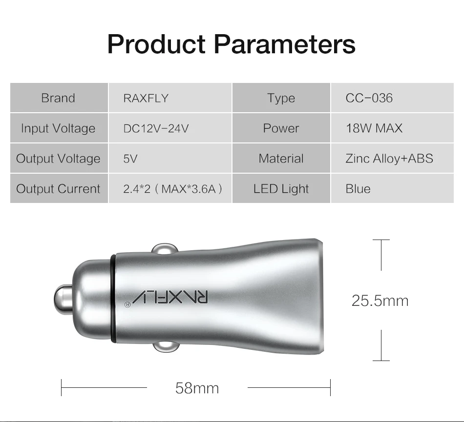 RAXFLY автомобильное зарядное устройство с двумя портами USB Автомобильное зарядное устройство для huawei P20 P10 Светодиодный дисплей Зарядка для телефона в автомобиле-зарядное устройство для iPhone XS