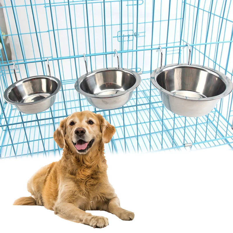 

2019 Eco-Friendly Pet Stainless Steel Hang-on Bowl Metal Bowl for Rabbit Bird Dog Puppy Food Water Cage Cup Clamp Holder Durable