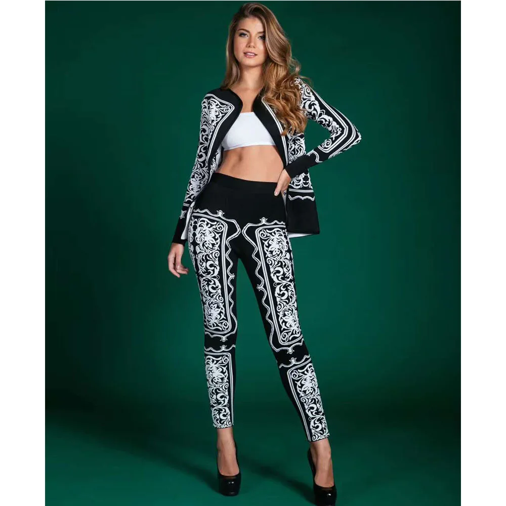 

DEIVE TEGER 2019 New Summer Woman Sets Bandage Coats jumpsuit 2 Two Pieces Set Night Out Celebrity Evening Party Women Sets