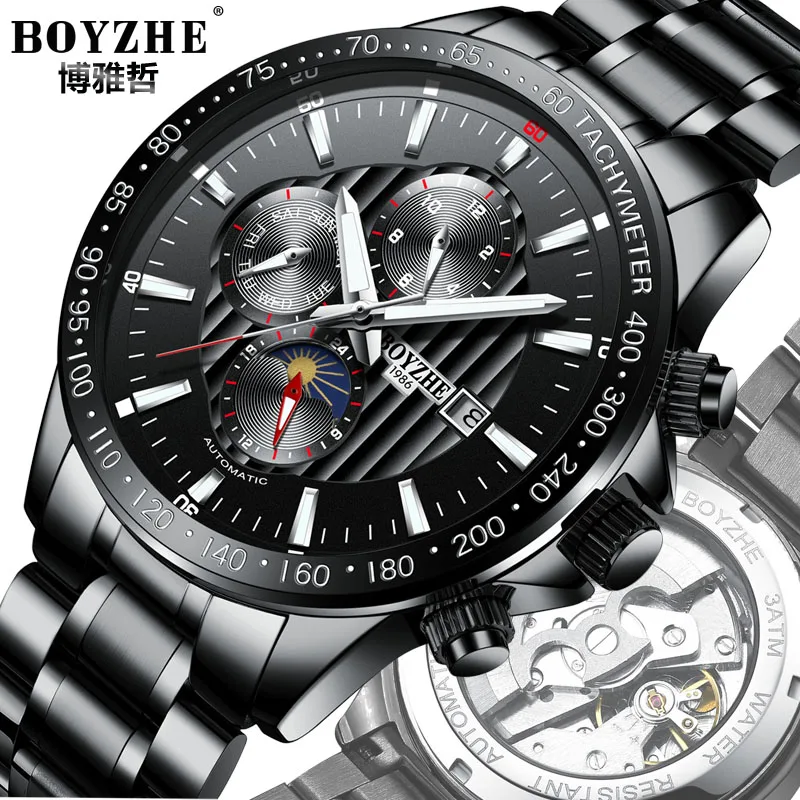 

Automatic Mechanical Watch Date Functio Applied Index Luxury Dial Sapphire Crystal Coating Chronograph Erkek Kol Saati Otomatik