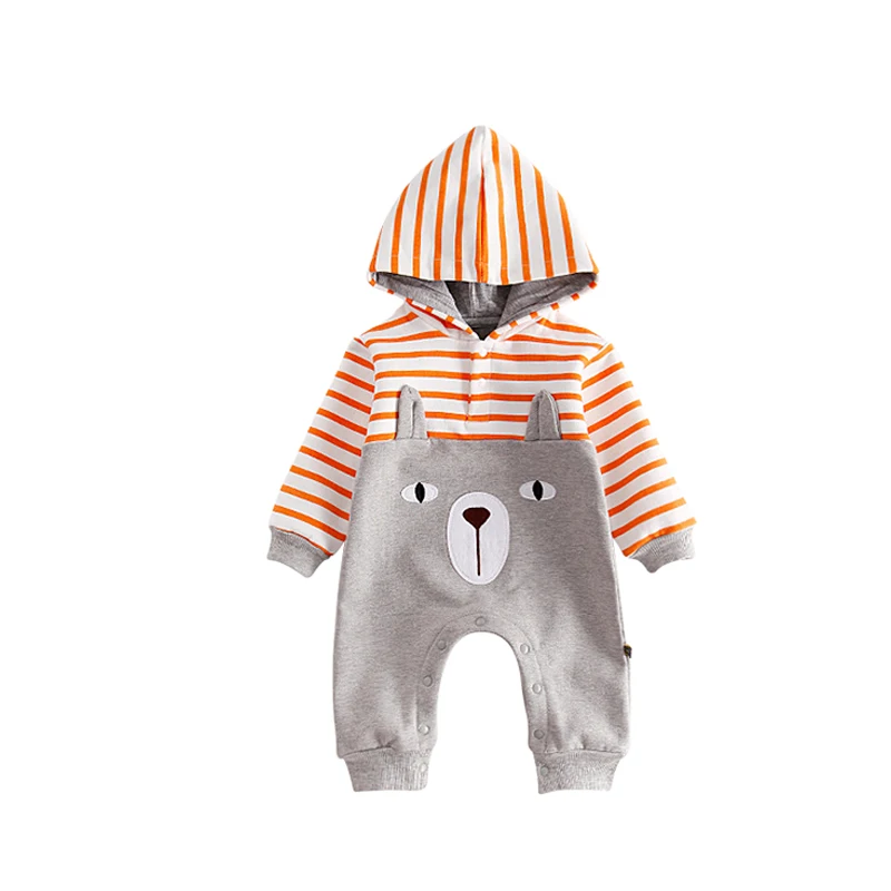 Clearance Newborn Baby Solid Cartoon Cat Velvet Warm Hooded Jumpsuit Romper Clothes