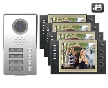 

XinSiLu TFT LCD Color 8"Video Door Phone Doorbell w/t Record IR Intercom Home Security Video System HD Camera For 4-Apartments