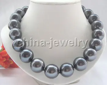 

Wholesale price 16new ^^^^Beautiful 18" 20mm peacock black perfect south sea shell pearl necklace - GP cla