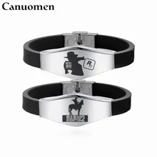 Canuomen 10 шт./компл. красные изображения из фильма «Red Dead Redemption» браслет из нержавеющей стали силиконовые браслеты модный подарок для человека регулируемый браслет