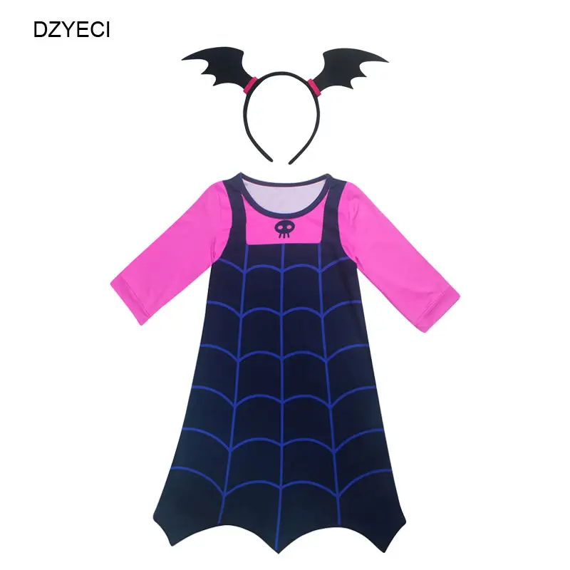 Disfraz Vampirina/костюм для девочек; платье на Хэллоуин; детское Эксклюзивное платье; детская маска; повязка на голову; маскарадный костюм; vetement Fille; Возраст 8 лет - Цвет: Blue3 Headband