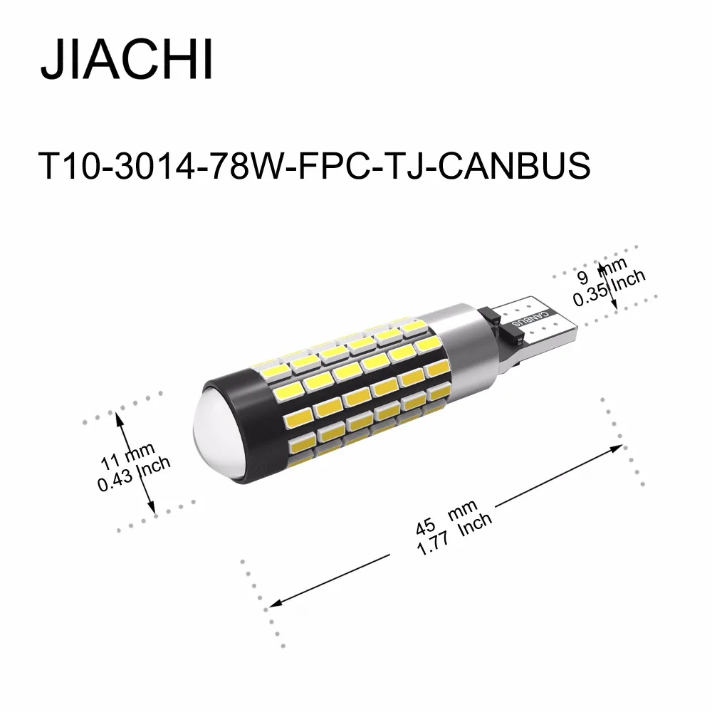 JIACHI 100 шт./лот T10 W5W CANBUS светодиодный автомобильные лампы 194 168 5W5 501 светодиодный для автомобильные лампы Габаритные огни белый 12-24V