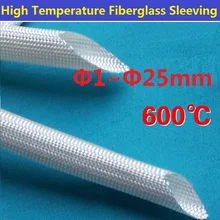 1~9mm 600 Deg.C High Temperature Braided Soft Fiberglass Sleeving Fiber Glass Tube White – 5 Meters