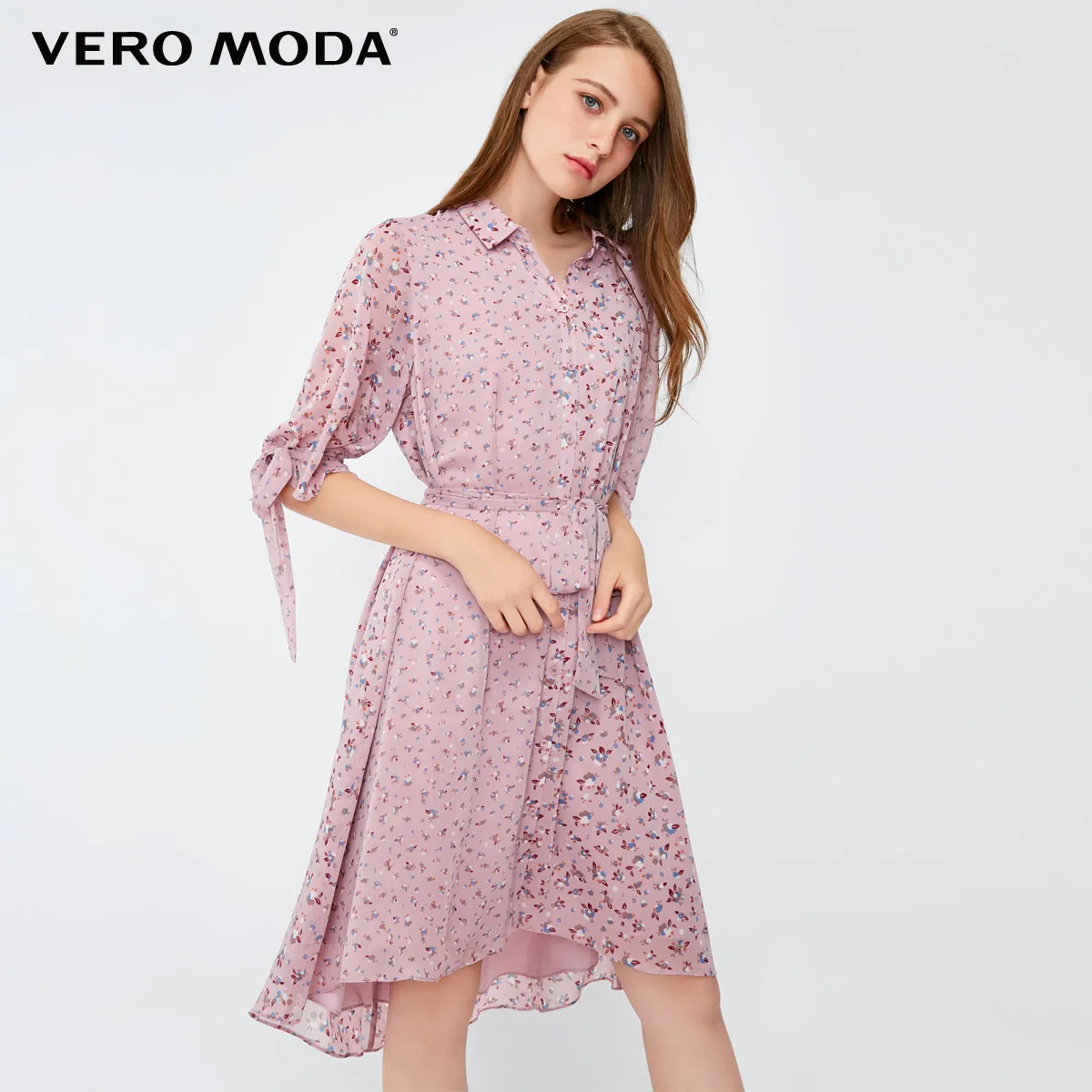 Vero Moda женское винтажное платье на шнуровке с 1/2 рукавами и декоративными пуговицами | 3183SZ505 - Цвет: Keepsake lilac