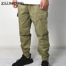High Street Мужские штаны мульти карманы хлопок повседневные эластичные брюки талия падение промежность армейский зеленый шаровары Беговые Брюки