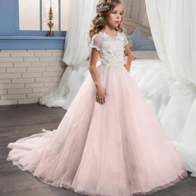 Элегантное платье принцессы с цветочным рисунком для девочек; детские пушистые наряды; Детский костюм для свадебной вечеринки; нарядная одежда для подростков