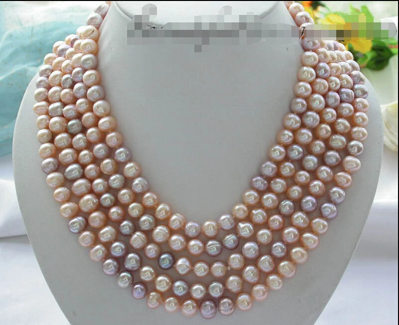 

FREE SHIPPING ******z3480 Long 100" 10MM pink lavender round freshwater pearl necklace
