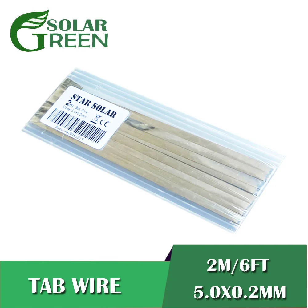 

PV Ribbon Tabbing wire for DIY Solar Panel 2m/LOT 6ft 5.0x0.2mm solar cells tab bus bar wire for connect Strip Solar panel