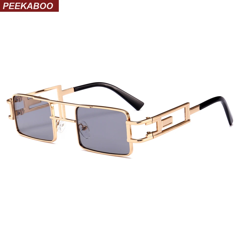 Occhiali da sole da uomo rettangolari Peekaboo steampunk uomo montatura in  metallo oro nero rosso flat top square occhiali da sole da donna 2018|sun  glasses|sun glasses for womenglasses for women - AliExpress