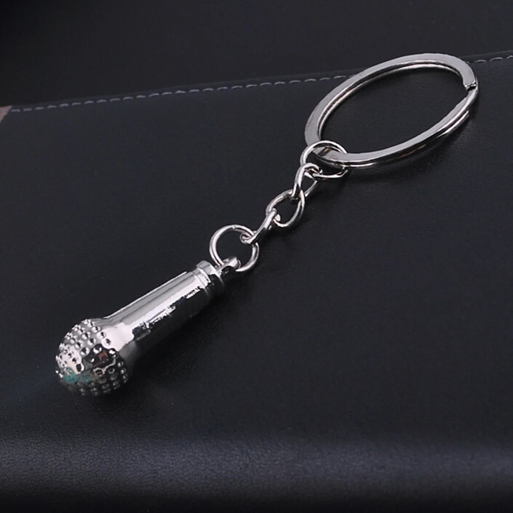 

1 pcs Creative Microphone Key Ring Metal Keychain Activity Key Chains Pendant Gift Silver Color