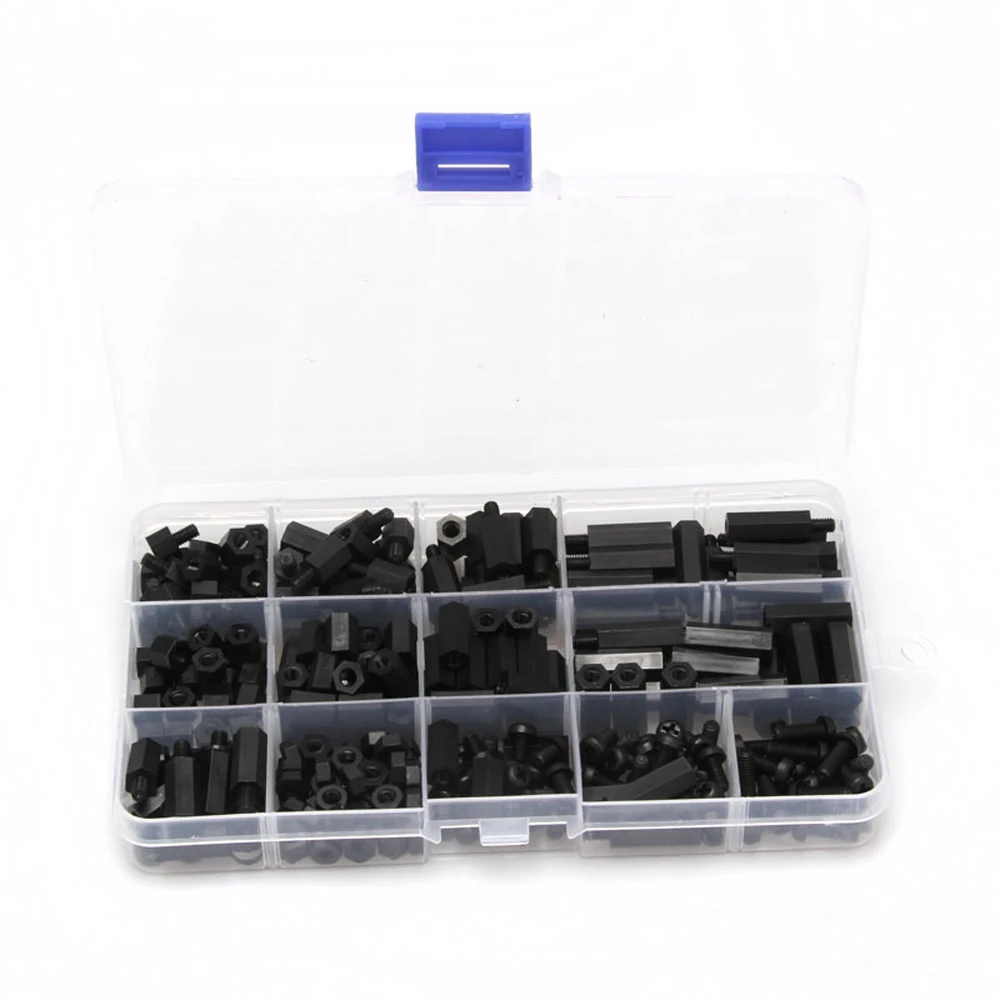 

M3 Nylon Screw Black Hex Screws Nut Nylon Screw Assortment Kit 260pcs Fastener Hardware For Fixed Plastic Spacing Screws Set
