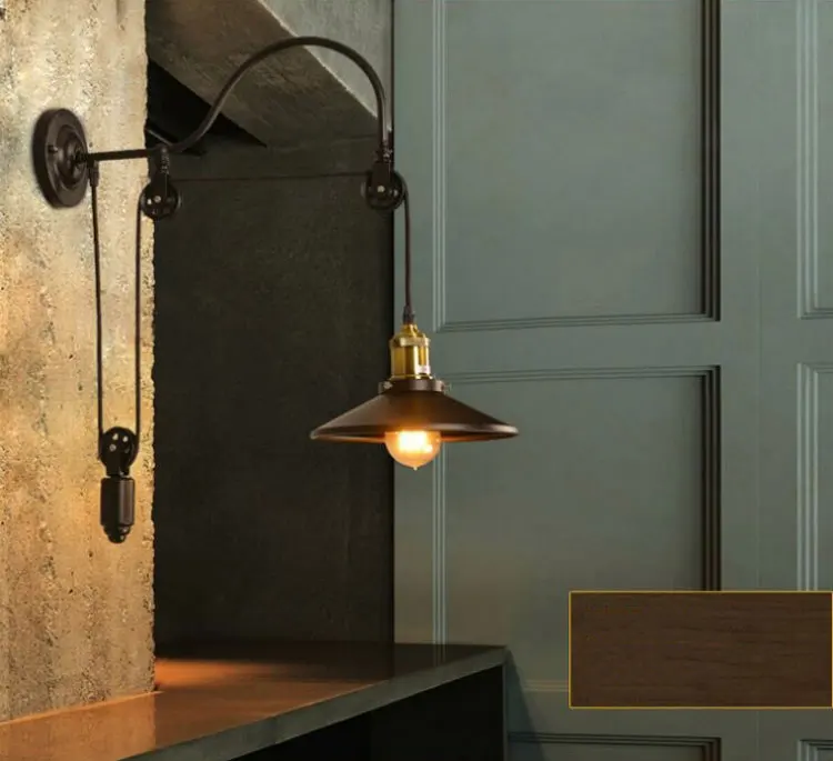 Lâmpada de Parede do Sotão Sotão do Vintage Polia de Ferro do Vintage Retro Ajustável Levantamento Quarto Lâmpada Estudo Escritório Restaurante Café Bra Luz Arandela 8 loft wall lamp
