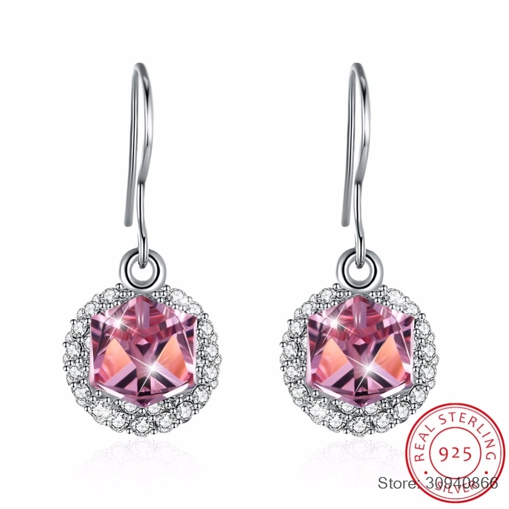 

SMTCAT Crystals From Crystals Pave Circle Drop Earrings For Women Long Chain Hanging S925 Silver Earring