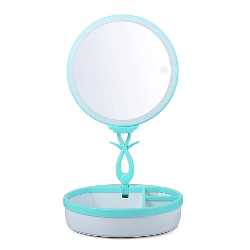 

Rotation Folding USB LEDs Lighted Makeup Mirror Touch Screen Adjustable Portable Tabletop Lamp Cosmetic Mirror Make Up Tools
