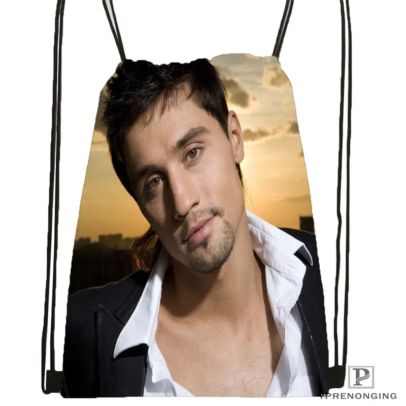 Drawstring Backpack Custom Dima Bilan походная сумка на шнурке Cute Daypack Kids Satchel(черная спина) 31x40 cm#180531-02-10 - Цвет: Drawstring Backpack