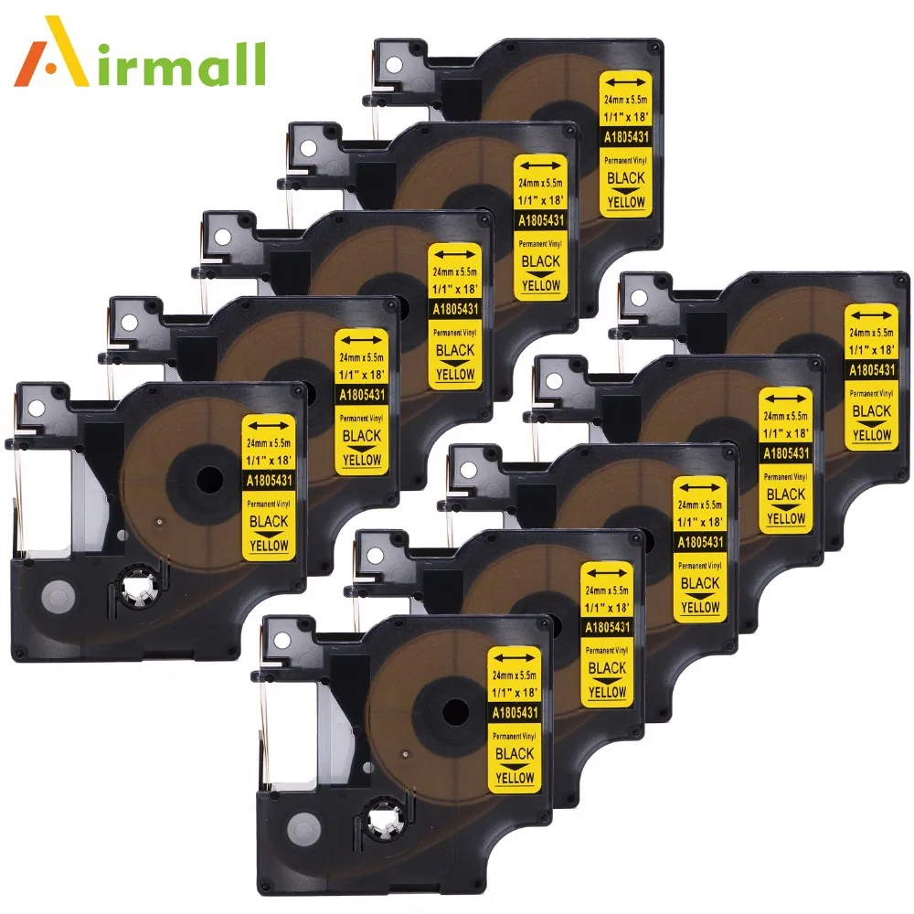 10 pack 1805431 Compatible DYMO Industrial Rhino Label Makers Black on