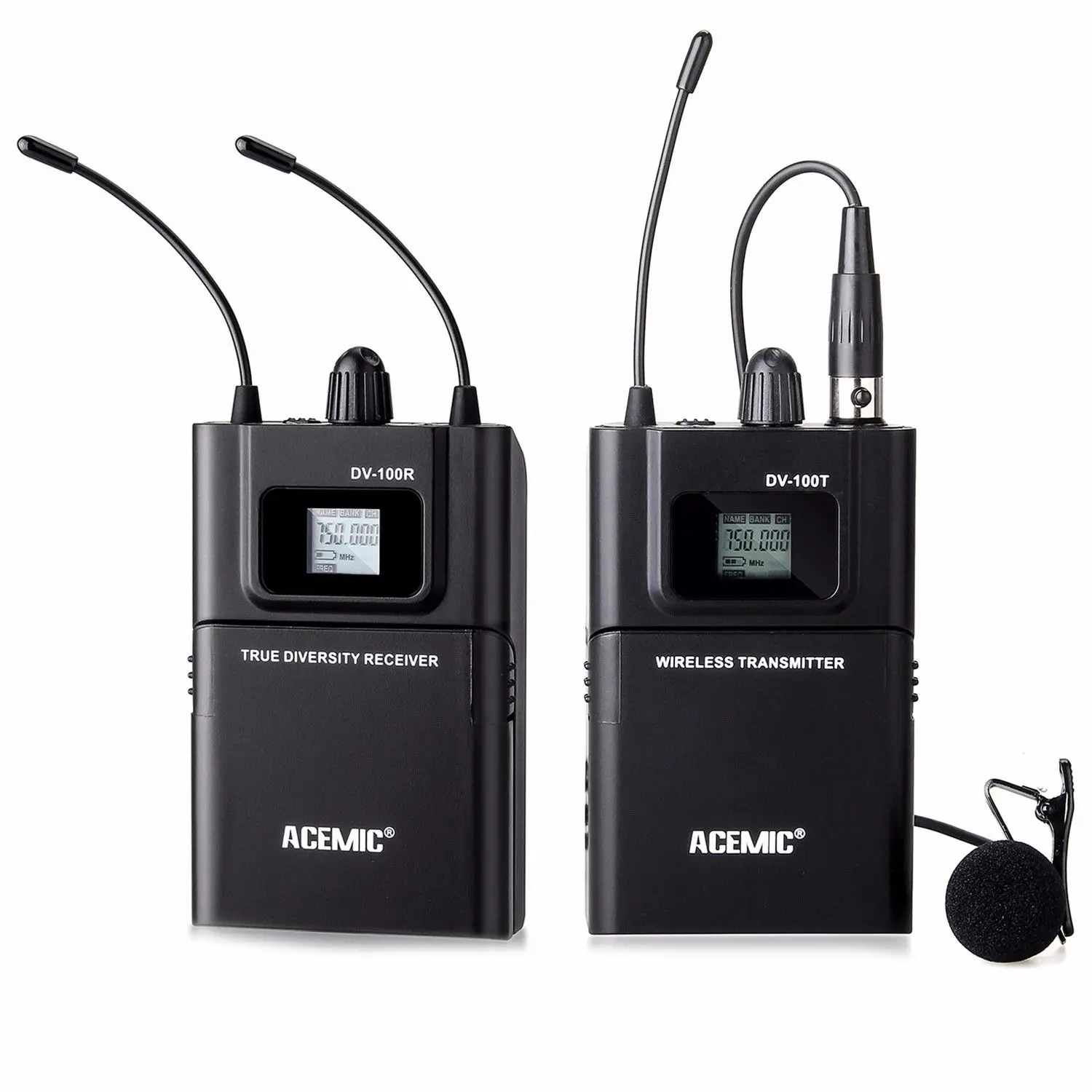 

Acemic DV-100 Transmitter Receiver Wireless Mic IR Microphone for DSLR Camera DV, Pro Audio System Shooting Interview Recording