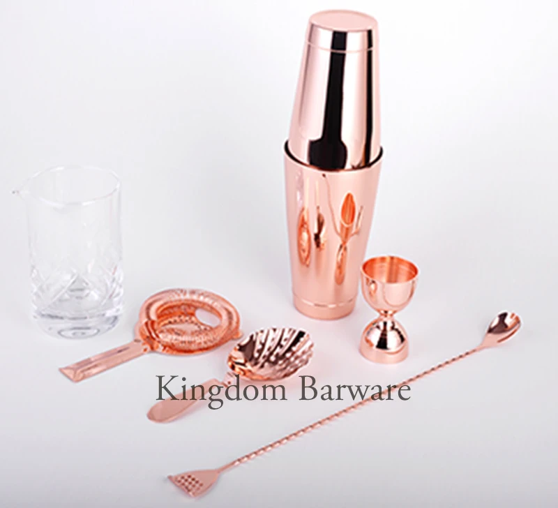 

Copper Plated Boston Shaker Bar Cocktail Shaker Bartending Tools Bar Sets 6 pieces including Mixing Glass