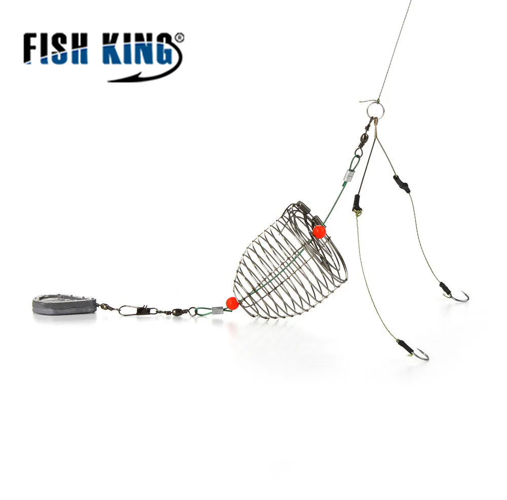 Fish King 1 шт. Размер: 30 г кормушка для ловли карпа рыболовная клетка для приманки с бочкой поворотный свинцовый грузило с крючками для ловли карпа рыболовные снасти