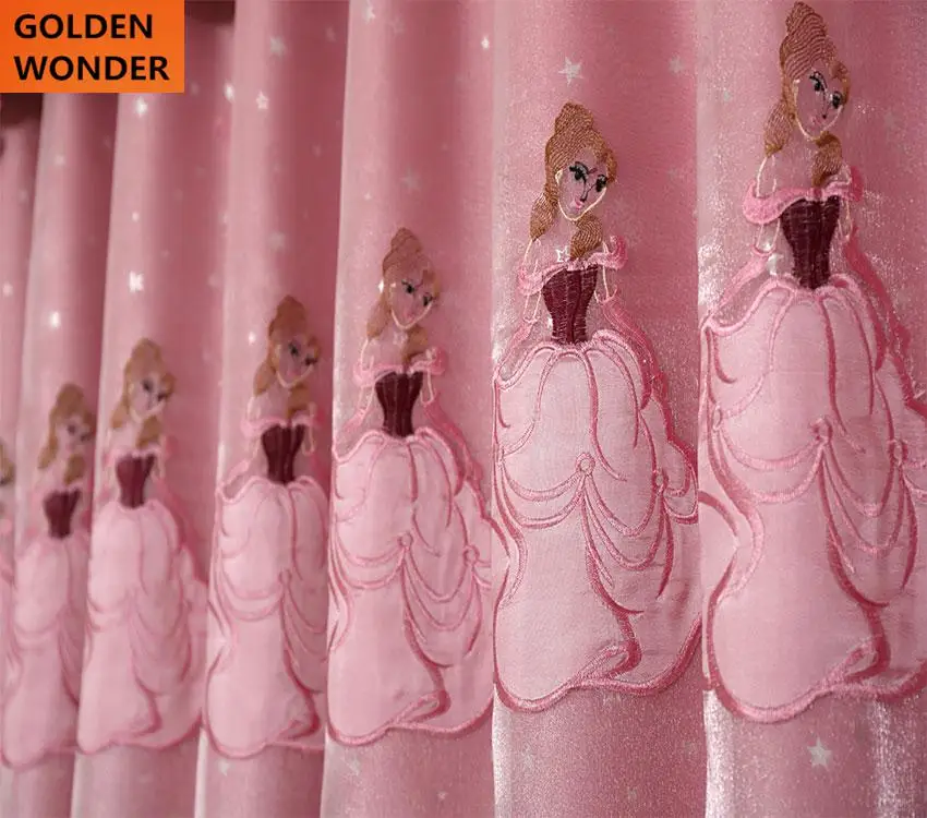 

New Arrival Curtains For Living Room Window Curtain Pink Princess Curtain for Girls Chinese Blackout and tulle High Quality