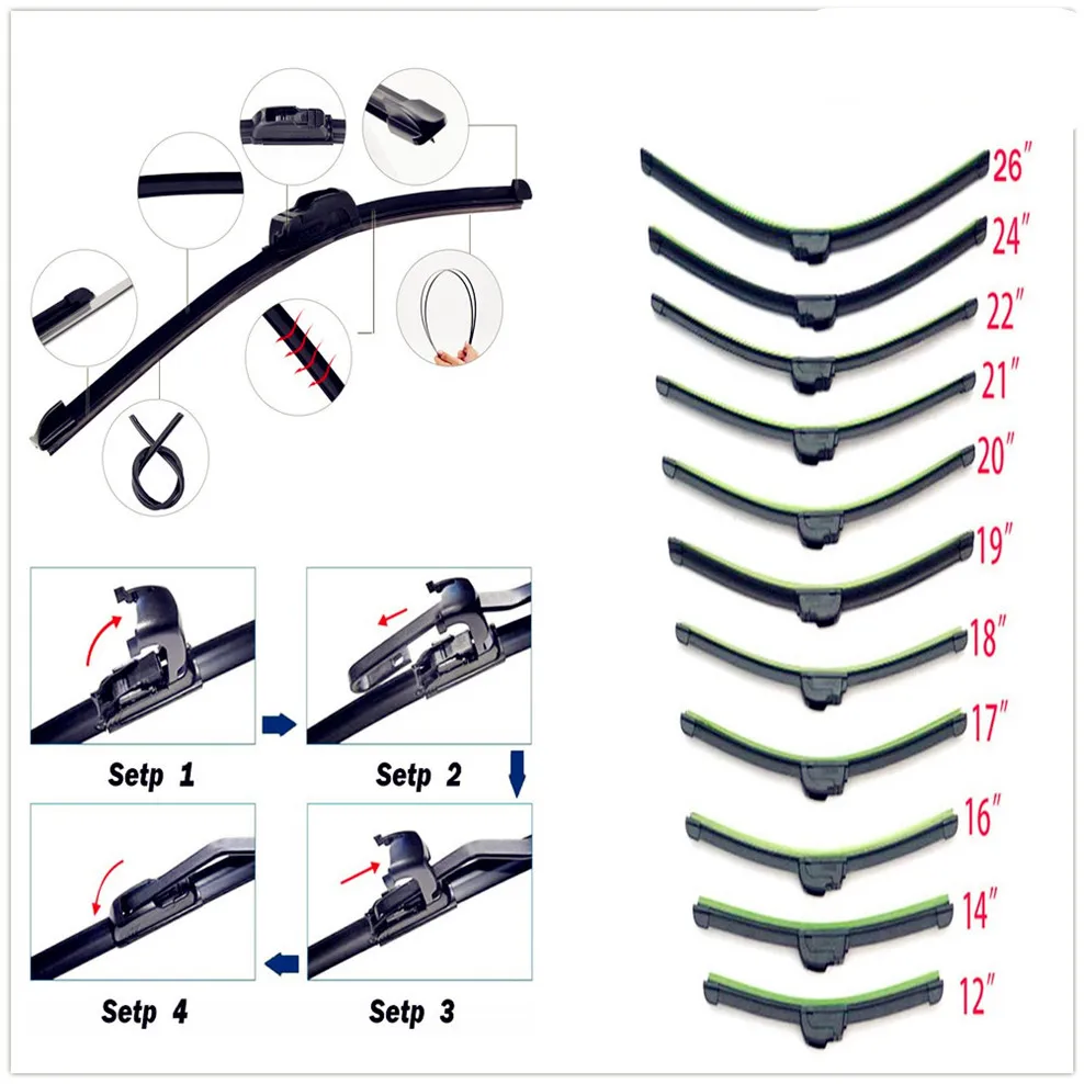 

Car U-type Frameless Bracketless Wiper Blade for Renault Eolab Twizy Twin-Z Twin-Run Symbol Initiale Fluence Alpine Wind