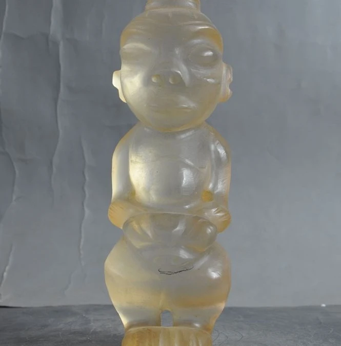 

8"Antiques Chinese Hongshan Culture Crystal Carving beast Head People man Statue