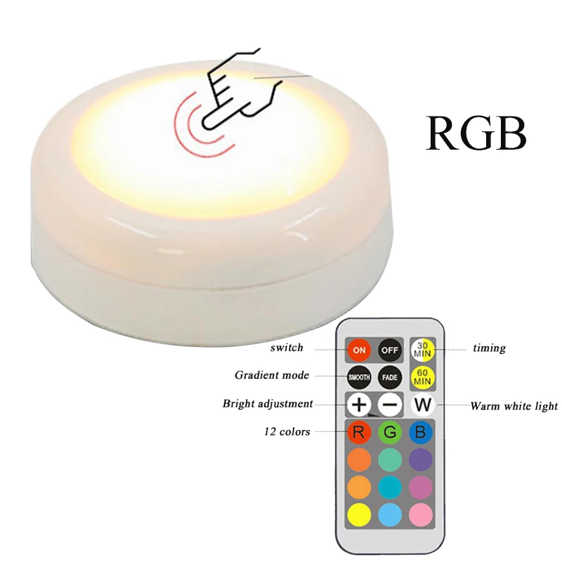 

13 color ice hockey Somatosensory lamp RGB color remote control cabinet light for Kitchen/stairs/home use 3*AA battery Led Light