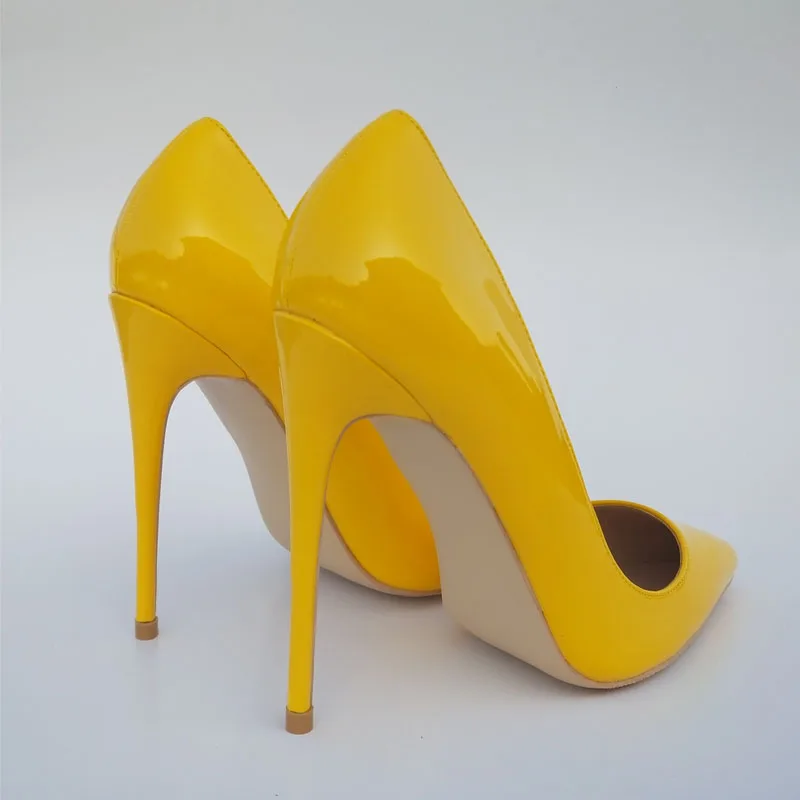 Keshangjia/женские модные туфли на высоком каблуке; цвет желтый; пикантные тонкие туфли с острым носком; женская свадебная обувь; вечерние туфли