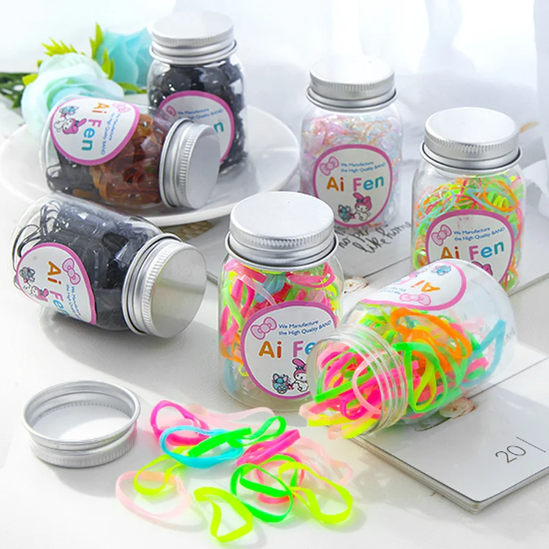 

80pc/100pc 3 Styles High Stretch Hair Band Rubber Band Girl Small Candy Color Does Not Hurt Children Baby Hair Accessories