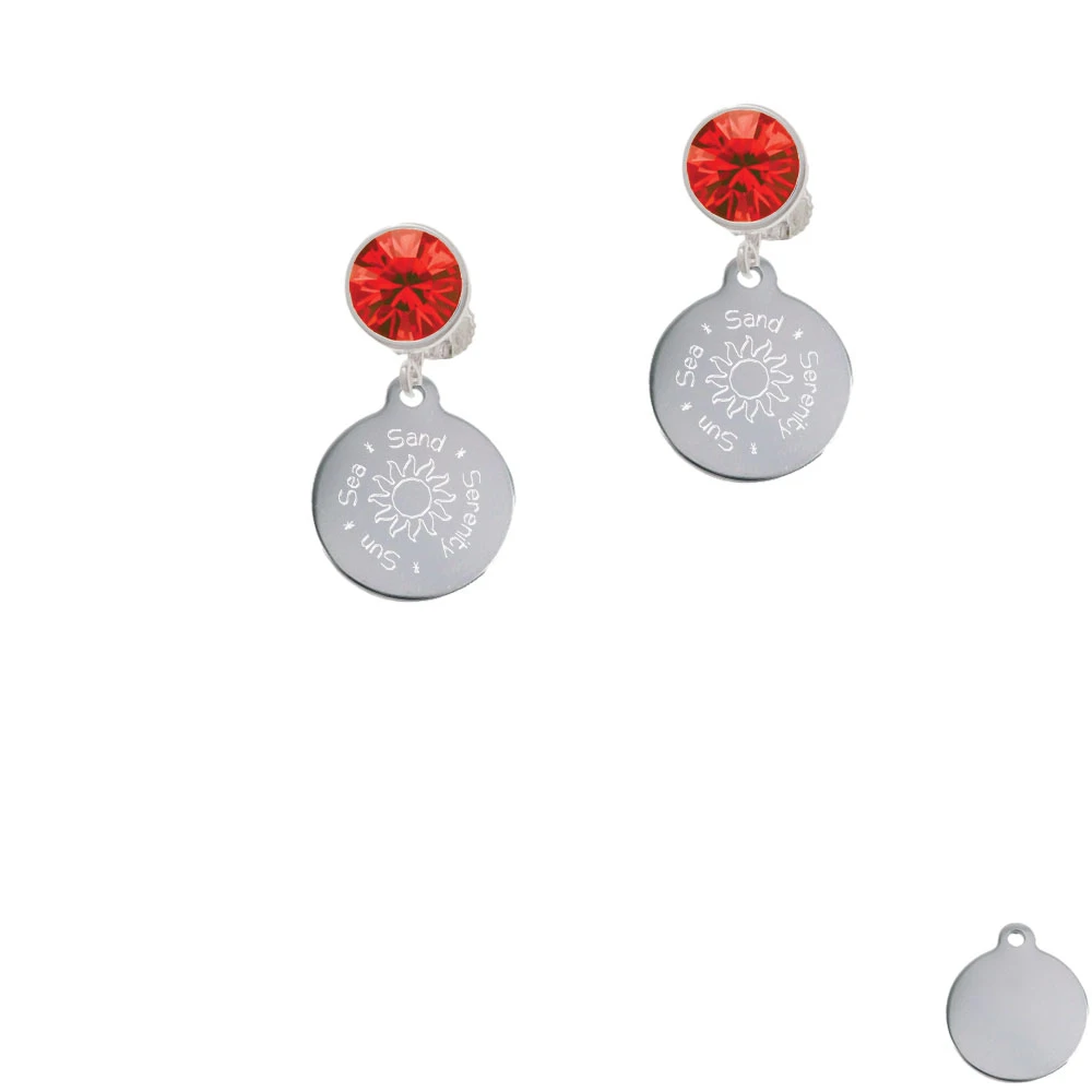 Engraved Sun Sea Sand Crystal Clip On Earrings (4)