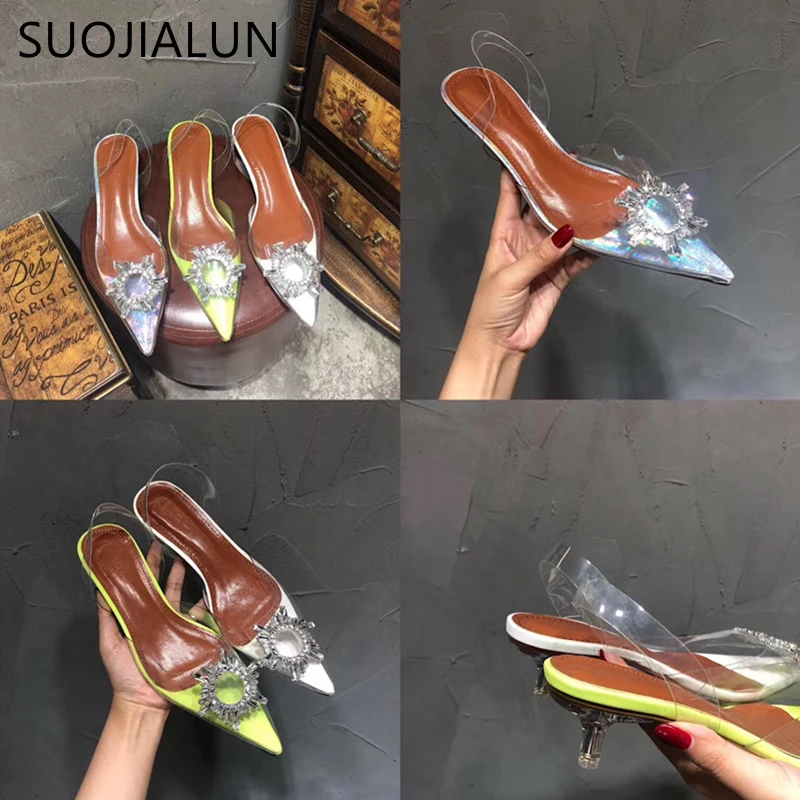 Новинка 2019 Брендовые женские сандалии SUOJIALUN Модные прозрачные из ПВХ с
