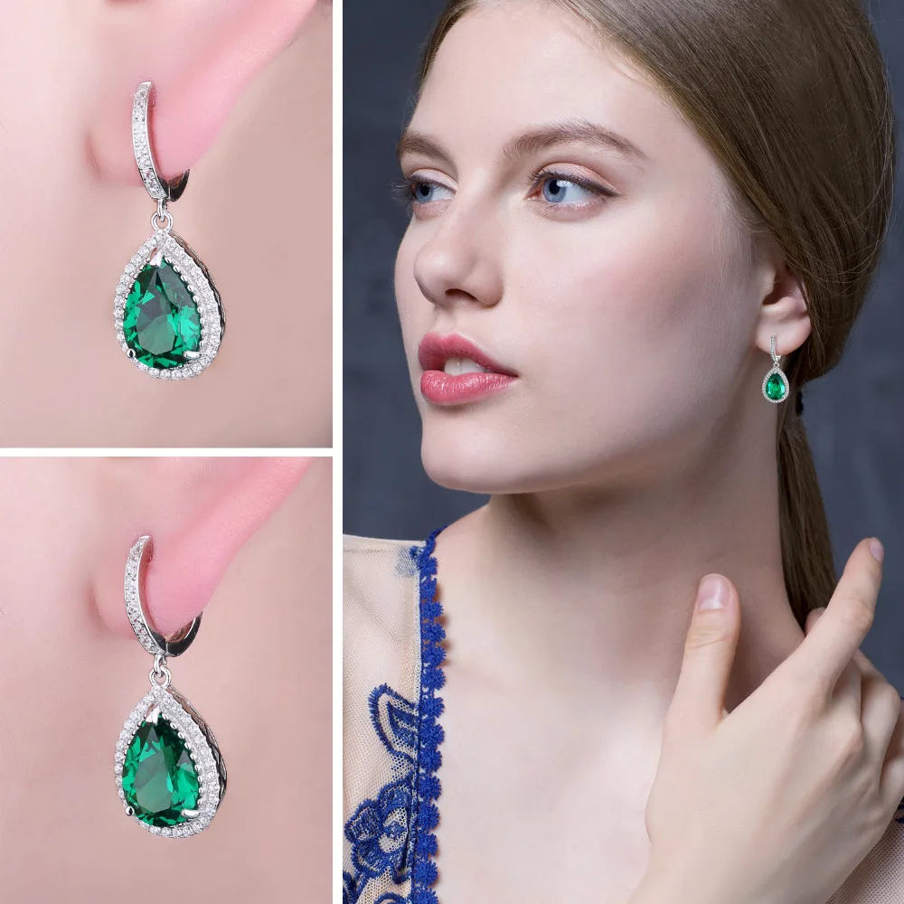 Jewelrypalace Роскошные Груша Cut 8.4ct Зеленый создания Изумрудный Серьги Твердые