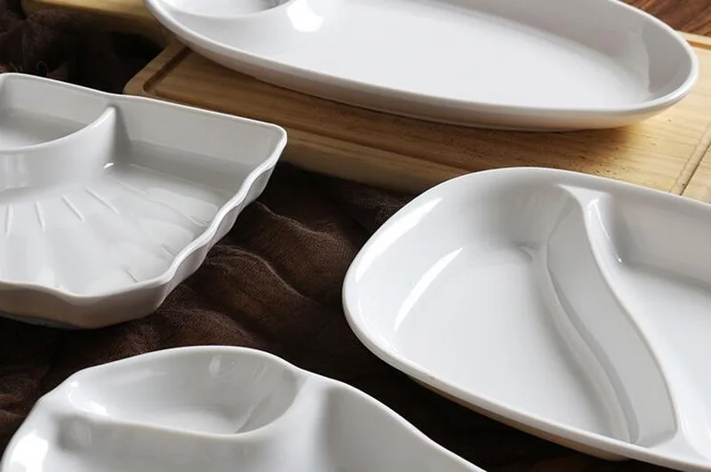 Белая имитация фарфоровой посуды тарелка двойной картофель фри тарелка креативная необычная тарелка для закуски поднос