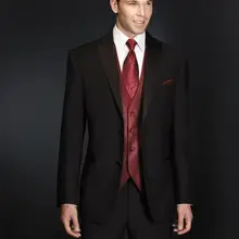 Популярный дизайн две кнопки черный смокинг с лацканами с острыми углами лучшие мужские для шаферов мужские свадебные костюмы(куртка+ брюки+ жилет+ галстук