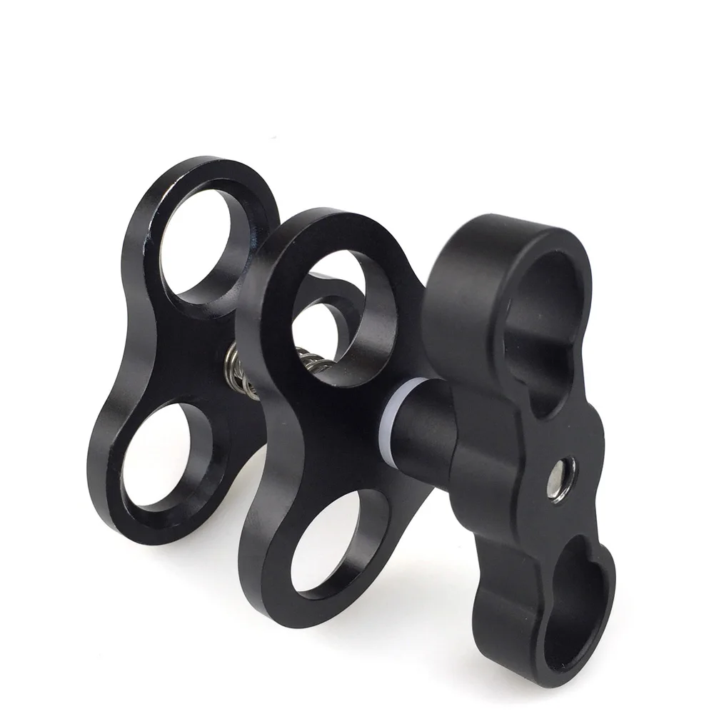 Aluminum Alloy Ball Clamp for Camera Arm System Underwater Grip Dual Ball Arm Firmly Diving Essential Accessory Triple Hole