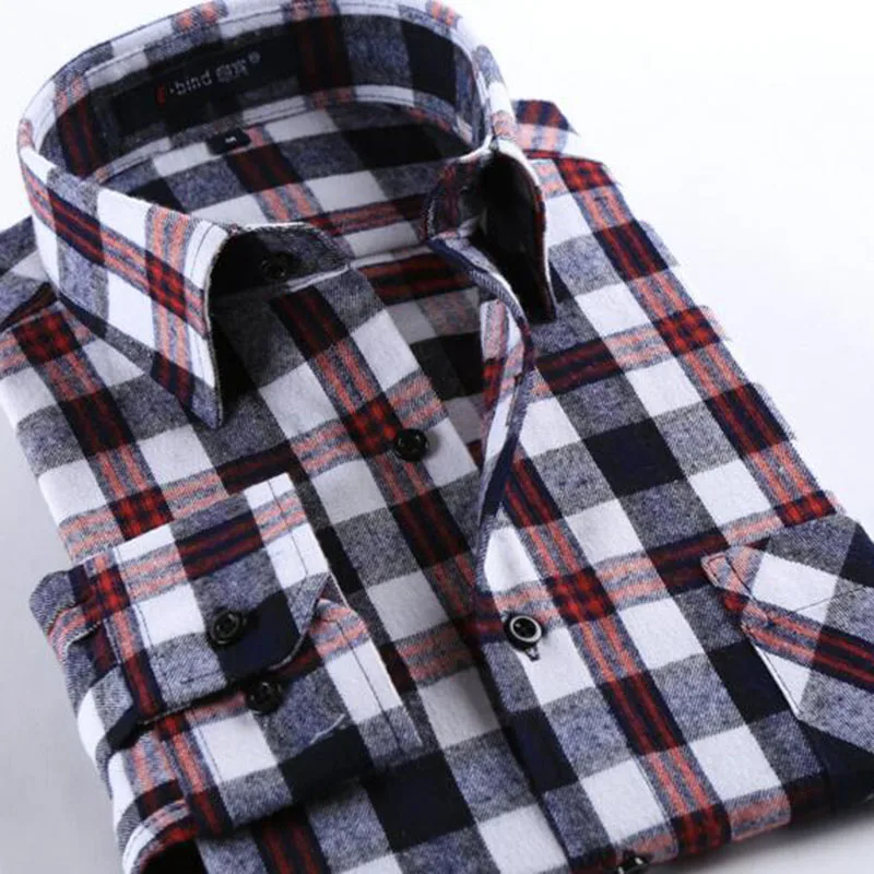 Мужская Фланелевая рубашка Camisa Повседневная теплая с отложным воротником и