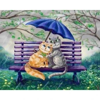 

New Dating Cat Sitting On Chair needlework Diy diamond painting 3D decorative painting cross stitch embroidery KBL