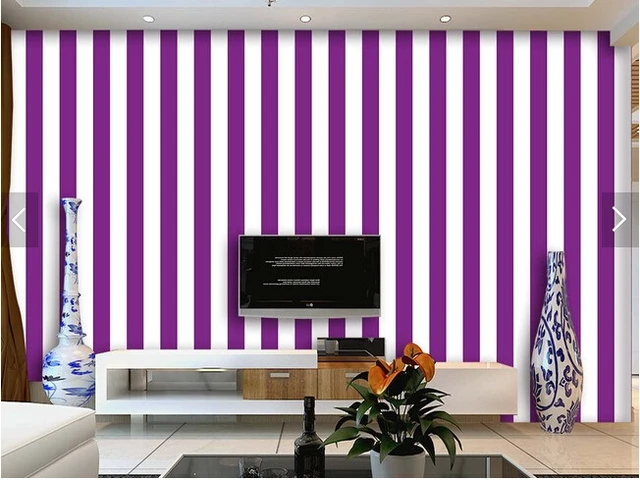 Custom Striped Wallpaper Purple And White Stripes For The Living Custom Striped Wallpaper Purple And White Stripes For The Living Room Bedroom Tv Background Wall