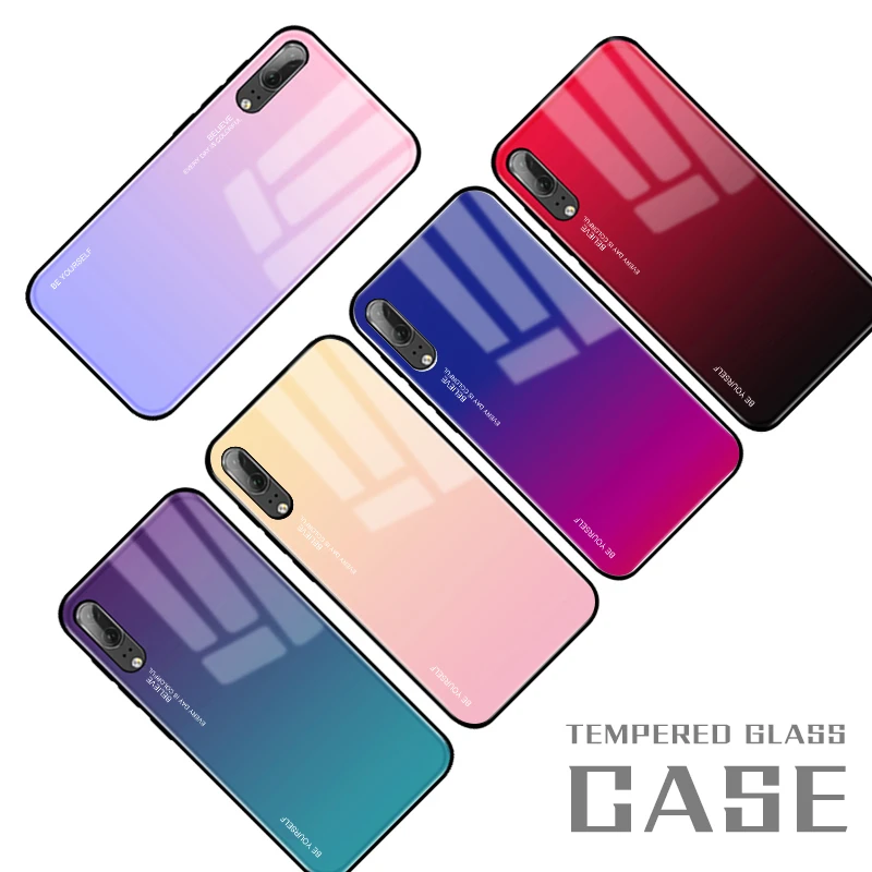 

Gradient Tempered Glass Case For Huawei Mate 20 Lite Mate 10 P20 Lite Pro Nova 3i 2i 3e 3 4 P Smart Plus 2019 Luxury Cover Shell