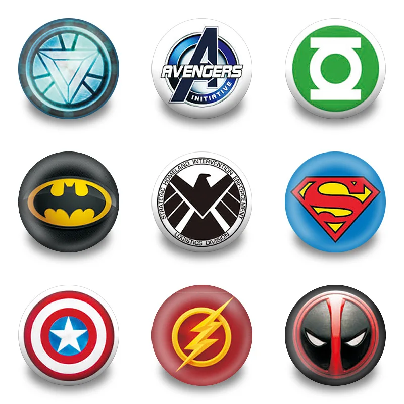 

18PCS Avengers Iron Man Captain America Thor Hulk Cartoon Button Badges Cartoon Pinbacks Buttons Pins badges Round Brooch Badge