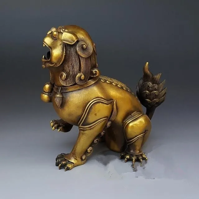 

TNUKK Antique bronze crafts large copper lion incense ornaments sandalwood furnace decorative antiques and Collectibles