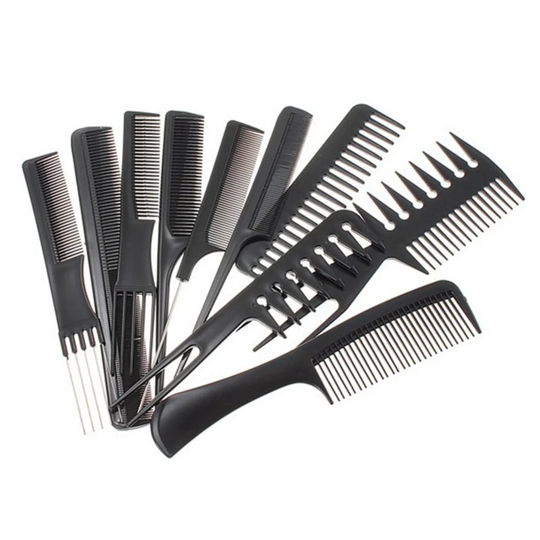 10pcs Set Professional Hair Brush Comb Salon Barber Anti Static Hair 