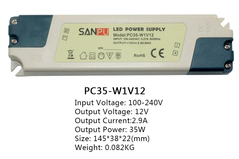 Высококачественный светодиодный трансформатор 12 В/24 В 12 Вт/15 Вт/35 Вт/60 Вт, AC100-240V светильник, светодиодный адаптер питания, светодиодный светильник - Цвет: 12V   35W