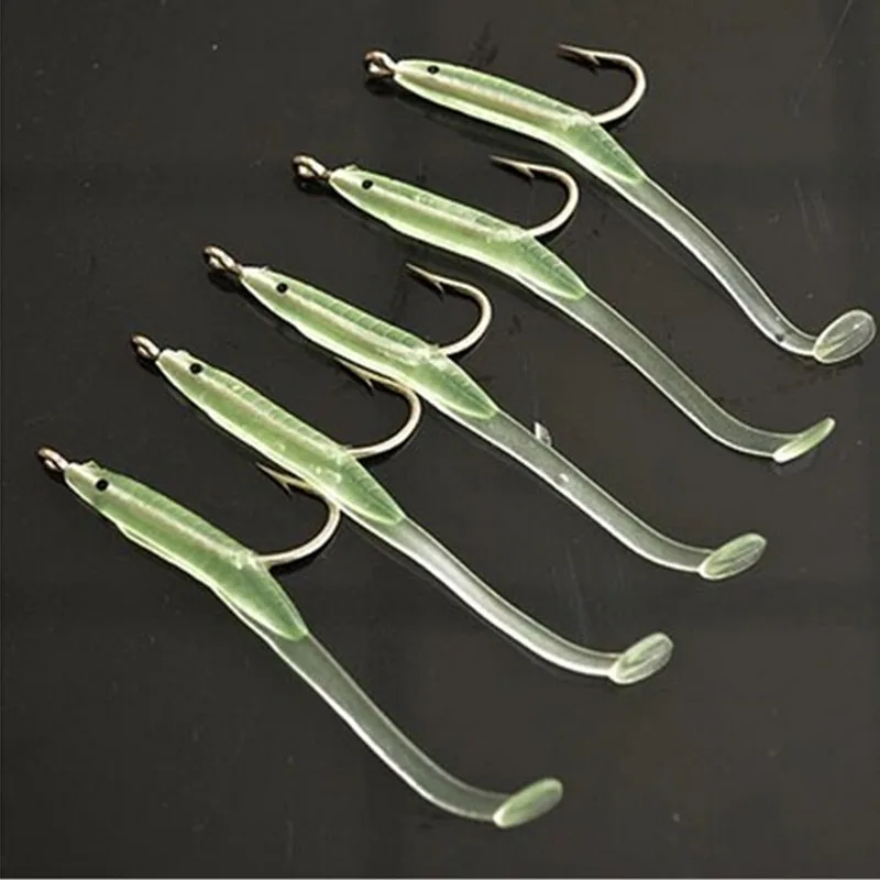 Gmarty 10 pcs Soft Rubber Fishing Lures Luminous Fish Lure Baits With Hook Artificial Bait Soft