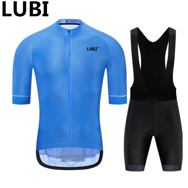 LUBI 7 цветов Pro для мужчин лето Велоспорт Джерси нагрудник короткий комплект одежда Губка с высокой плотностью Pad Одежда для езды на горном велосипеде наборы велосипедная Одежда дорожный костюм - Цвет: jersey and bib short