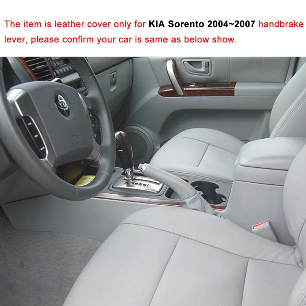 Yuji-Hong Car Handbrake Covers Case for KIA Sorento 2004-2007 Auto Handbrake Grips Genuine Leather Cover